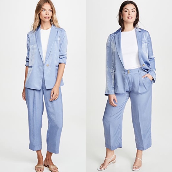 Vince Pants - VINCE women’s Tapered Hammered Satin Culottes In Blue size 14 NWT